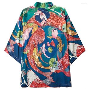 Etnisk kläder sommarkarp haori japansk traditionell stil kimono jacka skjorta män kvinnor hjärtan yukata skjortor man strand 2024