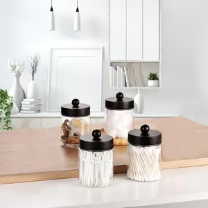 Storage Bottles Jar Set Organizational Elegant Glass Apothecary For Bathroom Vanity Makeup Organizer Dresser