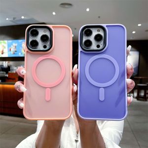 Compatible with MagSafe, Translucent Matte Back Slim Shockproof Phone Cover For iPhone 15 Pro Max 14 13 12 11X XR XS phone case