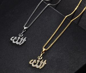 Crystal Pendant Gifts Sweater Chain Necklaces Allah Gold Plating Simulated Anchor Islamic2112715