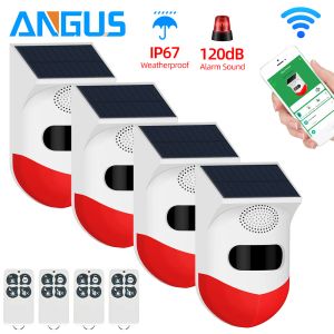 Detektor Angus Solar-Infrarot-Bewegungsmelder für den Außenbereich, Graffiti-Alarmsirene, IP67, wasserdicht, Diebstahlschutz, Fehlalarm für Haustiere