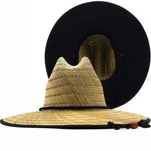 Mężczyźni Czarna podszewka Handwork Women Hatguard Hat Strraw Summer Beach Sun Hat Outdoor Summer Wide Brim Panama Straw Girl Letnia kapelusz 240226