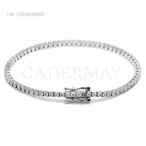 Cadermay Tenniskette S Sterling Silber 5 mm trendiger Hip-Hop-Schmuck Iced Out Moissanit-Diamant-Armbänder und Halskette