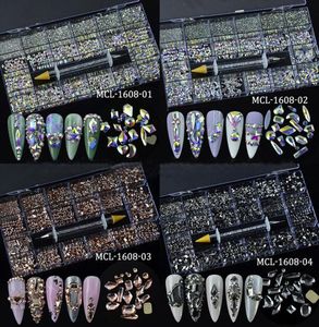 Crystal Nail Art Rhinestone Manikür Aksesuarları 3D Akrilik Glitter Rhinestones Taşları Boncuklar Karışık Şekli DIY Craft6782539