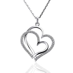 gift White Gold White crystal jewelry Necklace for women DGN498 Heart 18K gold gem Pendant Necklaces with chains213P