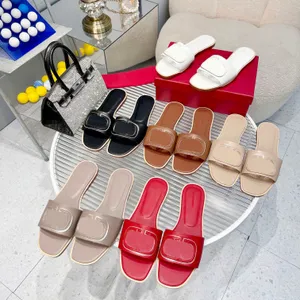 Chinelos femininos de designer com botão v de malha sandálias de marca de moda slides casuais chinelos femininos sapatos de couro genuíno