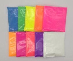 10 g per färg blandad 10 färger fluorescerande pulverpigment för färg kosmetisk tvål neon pulver nagel glitter9347735