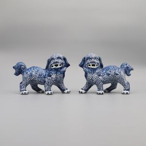 Pair of Walking Lions Statues, Collectible Ceramics, Ceramic Figurines, Table Accessory