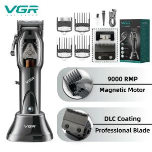 Trimmer VGR Tagliacapelli Tagliacapelli professionale Rivestimento DLC Macchina per tagli di capelli Tagliacapelli motore magnetico ad alta potenza per uomo V653