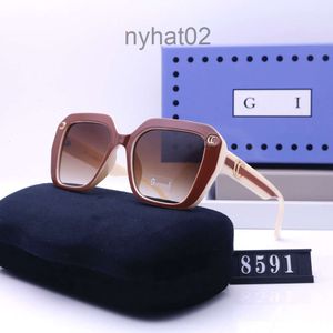 Designer Gu Cc Sunglasses Cycle Luxury Fashion Sports Polarize Sunglass Men Woman Vintage Driving Beach Daily Outfit Travel Brown Beige Square Sun Glasses