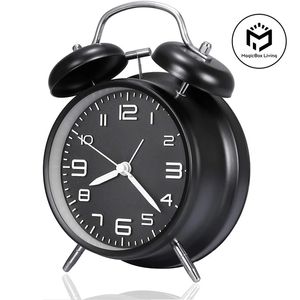 4 tum Twin Bell Loud Alarm Clock Metal Frame 3D Dial With BackLy Battery Operate Desk Table Alarm Clock for Home and Office 240223