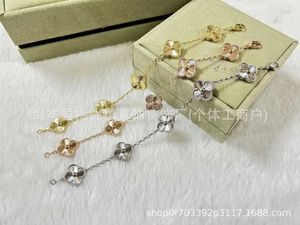 Designer Jewelry Luxury Bracelet Link Chain Vanca 925 Clover Five Flower Bracelet Thick Gold Good Luck Bracelet FLOI