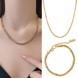 Necklace Earrings Set Choker For Women Men Gold Silver Color Titanium Steel Thick Chain Bracelet Party Wedding Jewelry