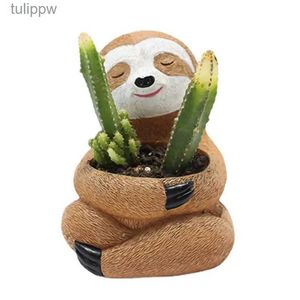 Planters POTS HESSIN Sloth Blommande kruka Söt djurdesign Succulent Flower Pot Home Garden Desktop Decoration Indoor Outdoor Decor Accessory 240227