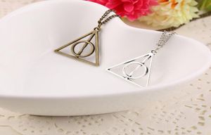 50pcs book The Deathly Hallows Necklace Antique Silver Bronze Gold Deathly Hallows Pendants Fashion Jewelry Selling3443464