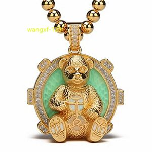 Colar pingente kolye inicial urso de pelúcia jade brilho no escuro foto jesus boho moeda real ouro frisado moissanite pingente personalizado