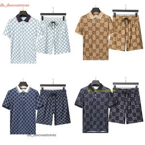 2024 Herrmodedesign Polo Shirt Shorts 2-stycken Print Casual Beach Suit Men's Sportswear Hip-Hop Size S-3XL