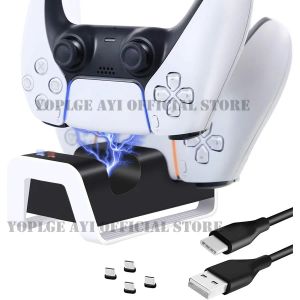 Şarj Cihazları Yükseltme PS5 Hızlı Şarj Dock İstasyonu LED Göstergesi Çift Denetleyici Şarj Cihazı Stand Usb Typec PlayStation 5 Dualsense Gamepad