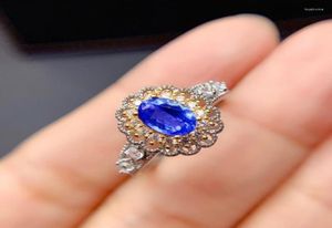 クラスターリングトレンディプリンセスクリスタルエンゲージメントデザインS925 for blue gemstoneエレガントな女性の結婚式のジュエリーギフト3783043