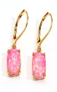 Hoop Huggie Rectangle Cut Stone Geometric Earrings Vintage Gold Color Wedding Blue Pink Purple Opal for Women Jewelyhoop4885934