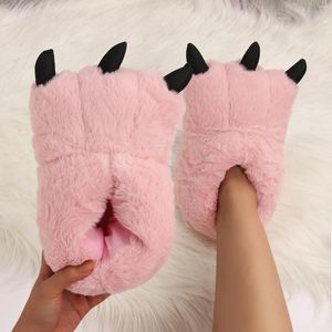 Pantofole Carino Uomo Donna Colorato Casa Sandali in cotone antiscivolo Piattaforma Divertente animale Dinosauro Artiglio Scarpe di peluche