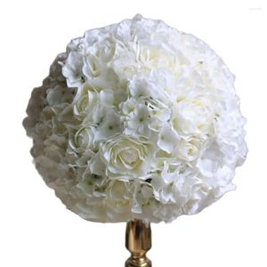 Dekorativa blommor 35 cm 5st/parti bröllop konstgjord hortensia rose väg bly 2/3 rund bord mittpiece blommor boll stig tongfeng