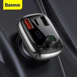 Kit Baseus FM -sändare Quick Charge 4.0 3.0 QC4.0 QC Fast USB Car Charger Handfree Bluetooth 5.0 Car Kit Mp3 Player FM Modulator