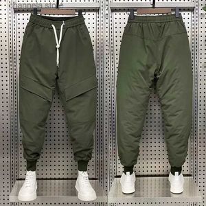 Men's Pants Winter down cotton thickened cargo pants mens trend big pocket wearing cotton pants thermal pants Male Trousers 2023 winter T240227