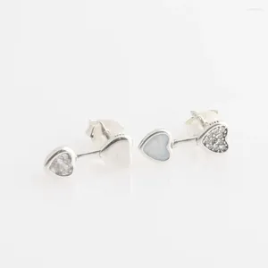 Orecchini a bottone Love Arrow Cuore Orecchini a bottone per donna Autentici gioielli in argento sterling S925 Lady Girl Regalo di compleanno Cancella CZ