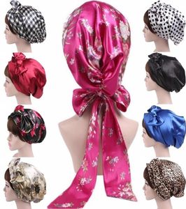 Miękki szalik hidżab satynowy łuk chusta na głowę maska ​​włosów fryzury śpiący turban akcesoria bandanas3076902