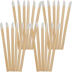 Makeup Brushes 100 Pcs Wooden Lip Brush Lipstick Applicator Make Up Applicators Disposable With Handle Gloss