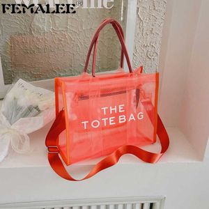 Bolsas de ombro PVC Clear Grande Marca O Tote Designer Casual Malha Bolsas Jelly Transparente Mulheres Mão Embreagem 221115236q