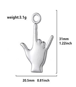 2021 Silver Plated Human Hand Gest Sign Language I Love You Charms Christmas Valentine039S Day Present1503137