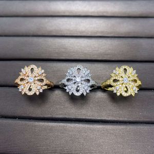 Tiffanyjewelry tiffanybracelet kalp altın tasarımcı kadınlar için lüks mücevher kar tanesi yüzüğü v altın kakma tam elmas yüzüğü şanslı ayçiçeği yüzüğü ışık lu