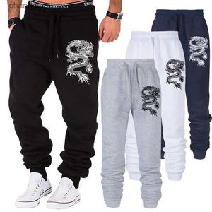 Calças masculinas moda casual dragão impresso jogger calças homens fitness ginásios calças apertadas ao ar livre sweatpants correndo calças dos homens s-4xl t240227