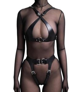 Bondage Sexy Ganzkörpergeschirr Gürtel Exotische Sets Bdsm Dessous Frauen Punk Pu Leder BH Brust Hosenträger Schwert6487114