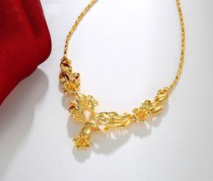 262N Generous Flowers Pendant Necklaces For Women Wedding Jewelry 24k Pure Gold Plated Good Quality1230081