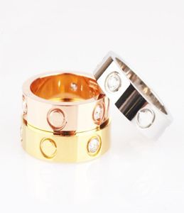 Anéis de parafuso de amor de aço inoxidável de titânio para mulheres homens jóias casais zircônia cúbica anéis de casamento bague femme 6mm4mm5263434