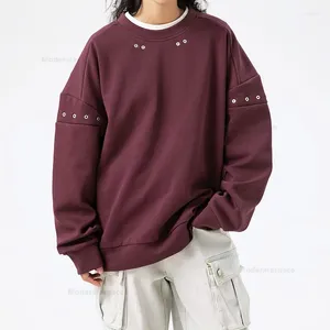 Herrtröjor Fashion Solid Herr Sweatshirts 2024 Hip Hop Baggy Casual Round Neck Y2K Pullover Zip Hoodie Brand Male Clothing