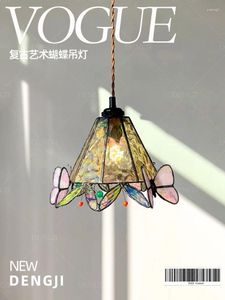 Pendant Lamps Butterfly Chandelier French Retro Restaurant Light Bar Table Nordic Bedroom Bedside American Nostalgic Small