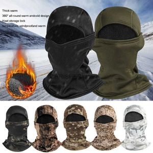 Tactical Hood Mens Winter Tactical Hat Warm Windproof Fleece Face Mask Neck Balaclava Beanies Head Cover For Outdoor CyclingL2402