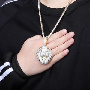 Iced Out Pendant Hip Hop Jewelry Mens Luxury Designer Necklace Diamond Tennis Chain Bling Lion Pendants Charm Rapper Hiphop Men Ac235d