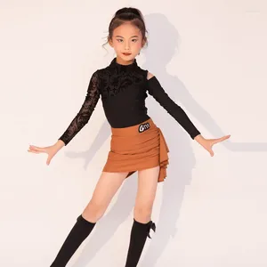 Scen Wear Latin Dance Suit 2024 Autumn and Winter Mesh Advanced Training Girls 'Set