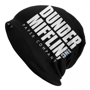 Berets Tv Show Bonnet Hüte Dunder Mifflin The Office Logo Strickmütze Unisex Erwachsene Vintage Elastic Beanie Spring Gym Design Caps