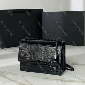 10a Top Tier Quality Luxries Designers Womens Bag 22cm Medium Real Leather Alligato Quiltad Purse Flap Sunset Handbag Crossbody B212Z