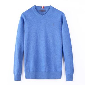 Top autumn and winter men's brand multi-color sweater with long sleeves, solid color, retro embroidery, warm and casual high-quality knitted pullover sweater