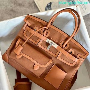 Designer Bags Bk Cargo Canvas/Swift leather Handbag Peige Full Hand Sewn Wax Thread Cargo Canvas Platinum Bag 25-35cm Original Canvas Collar Cowhide Multi Color HB3X