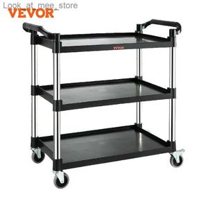 Köpare VeVor Utility Service Cart 3 hyllor Tunga 220 kg Food Service Cart med rullande kök förvaringsvagn med 4 låsbara hjul Q240227