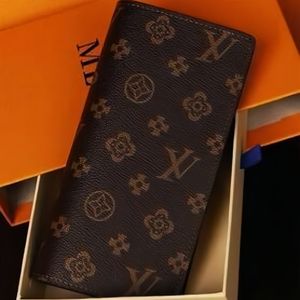 BRAZZA WALLET Elegante giacca da uomo Portafoglio lungo in tela impermeabile a quadretti marrone per contenere banconote di cambio Carte di credito Borsa a tracolla borse portafogli