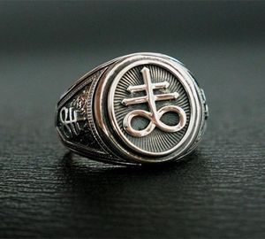 Gotiska mens 316L rostfritt stål ringtätning av Satan Signet ringar män manlig bijoux punk Biker modesmycken gåvor2399610